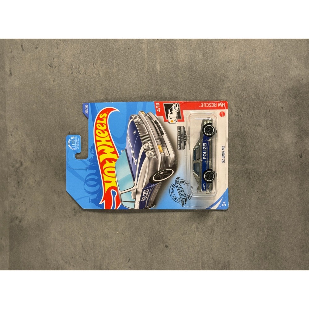 Hot Wheels Car '92 BMW M3 Silver Zamac Polizei HW Rescue NEW German Police